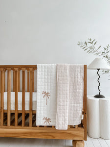 Kantha Cot Quilt ~ Nude Palms